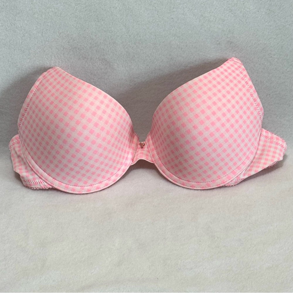 Elbrina Elegant Pink Checkered Gingham Underwire Bra Size 32D